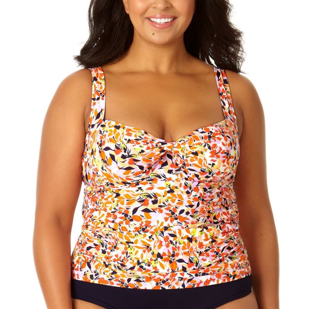 Anne Cole Plus Size V-Neck Twist-Front Tankini Top